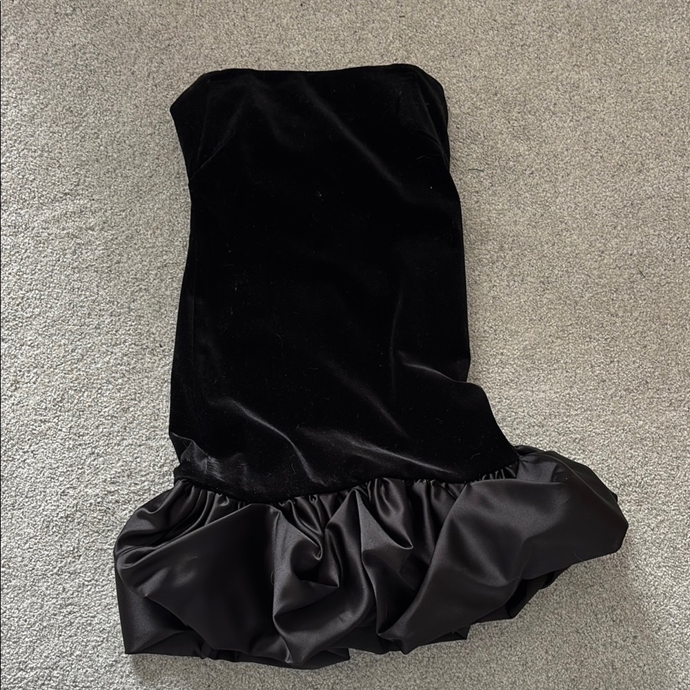 Zara Black Strapless Dress with Ruffle